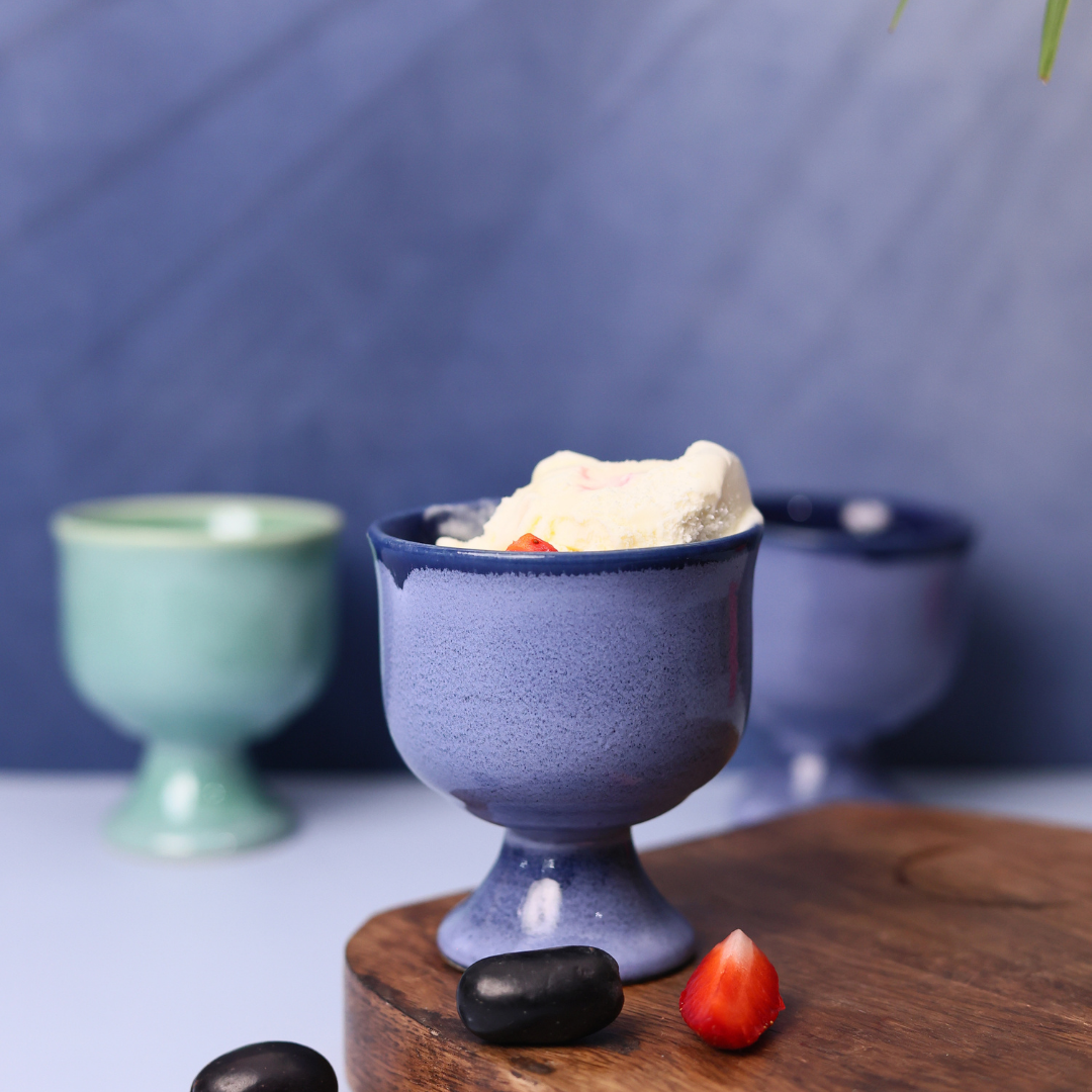 Blue icecream goblet with icecream