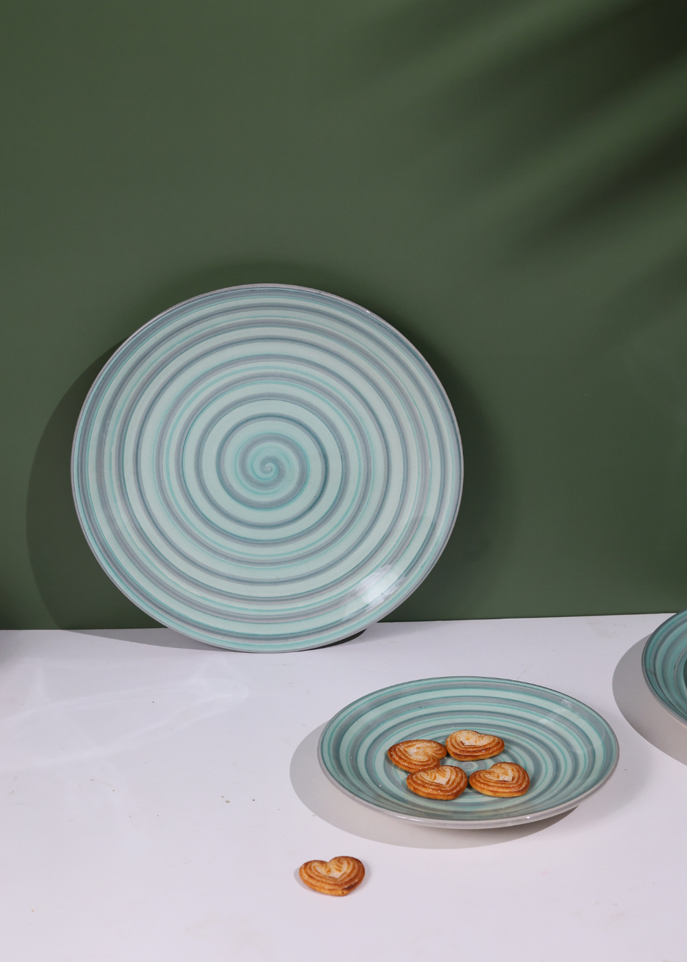 Handmade ceramic green plate 