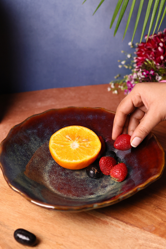 Handmade ceramic mistif bowl with fruits 