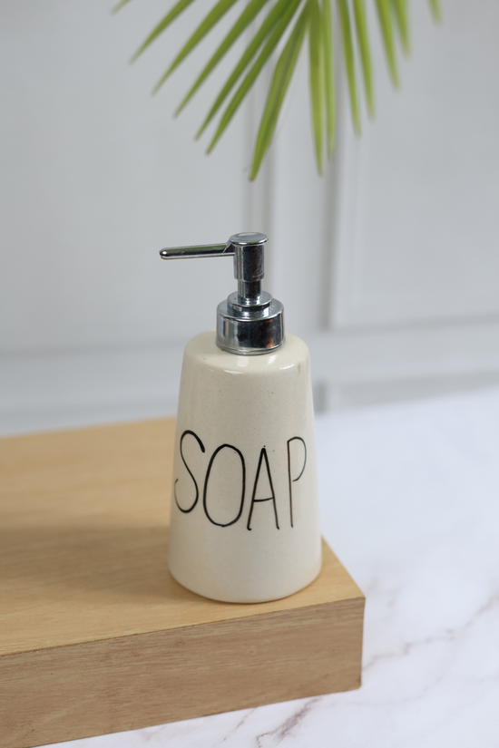Metal handle soap dispenser 