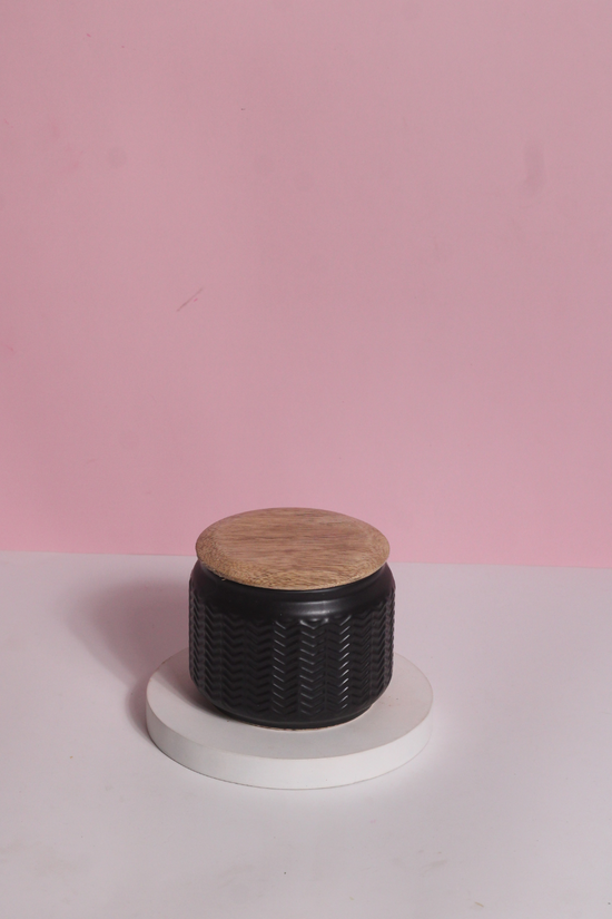 Black storage jar with lid small