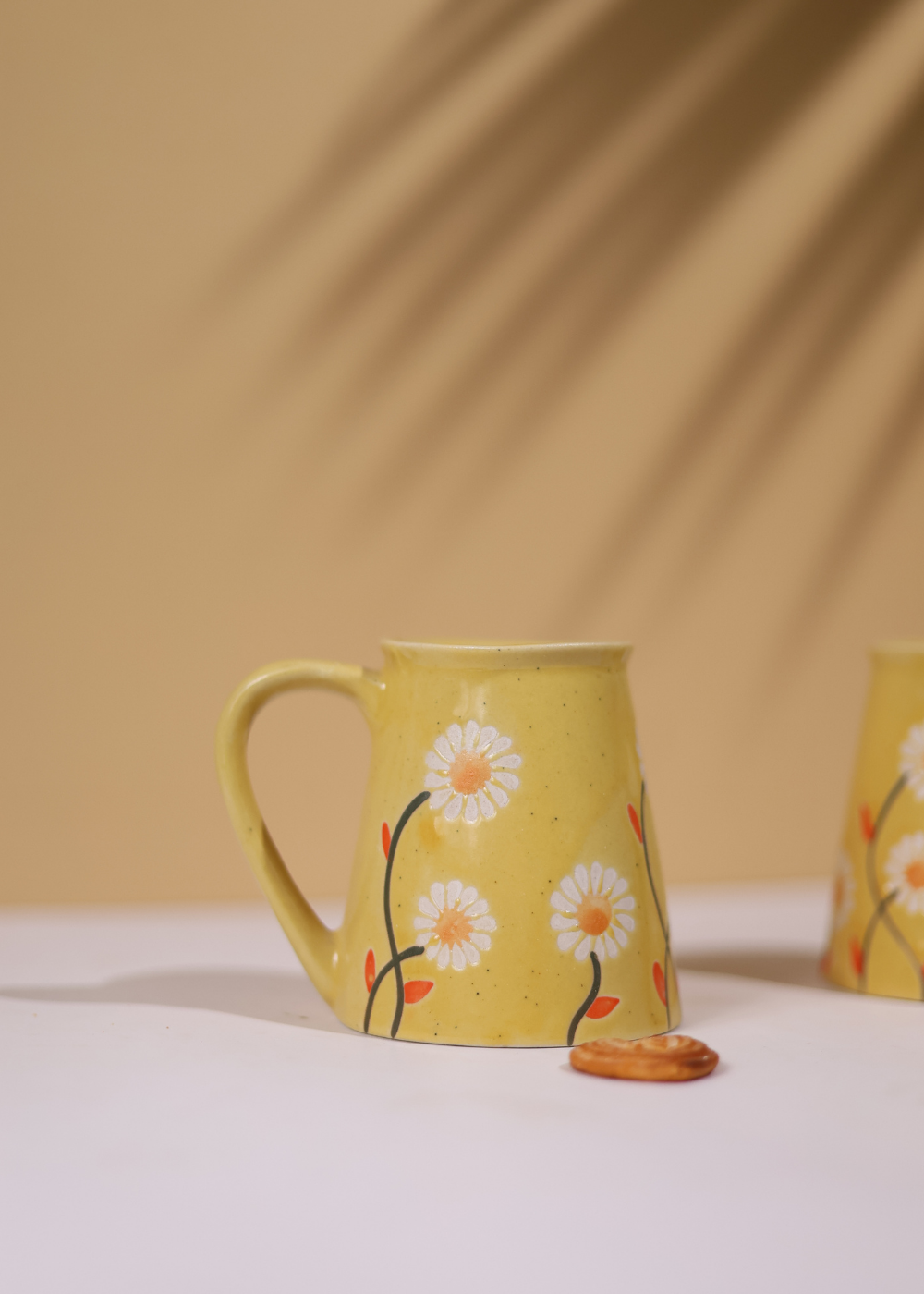 Handmade ceramic yellow spring coffee mug