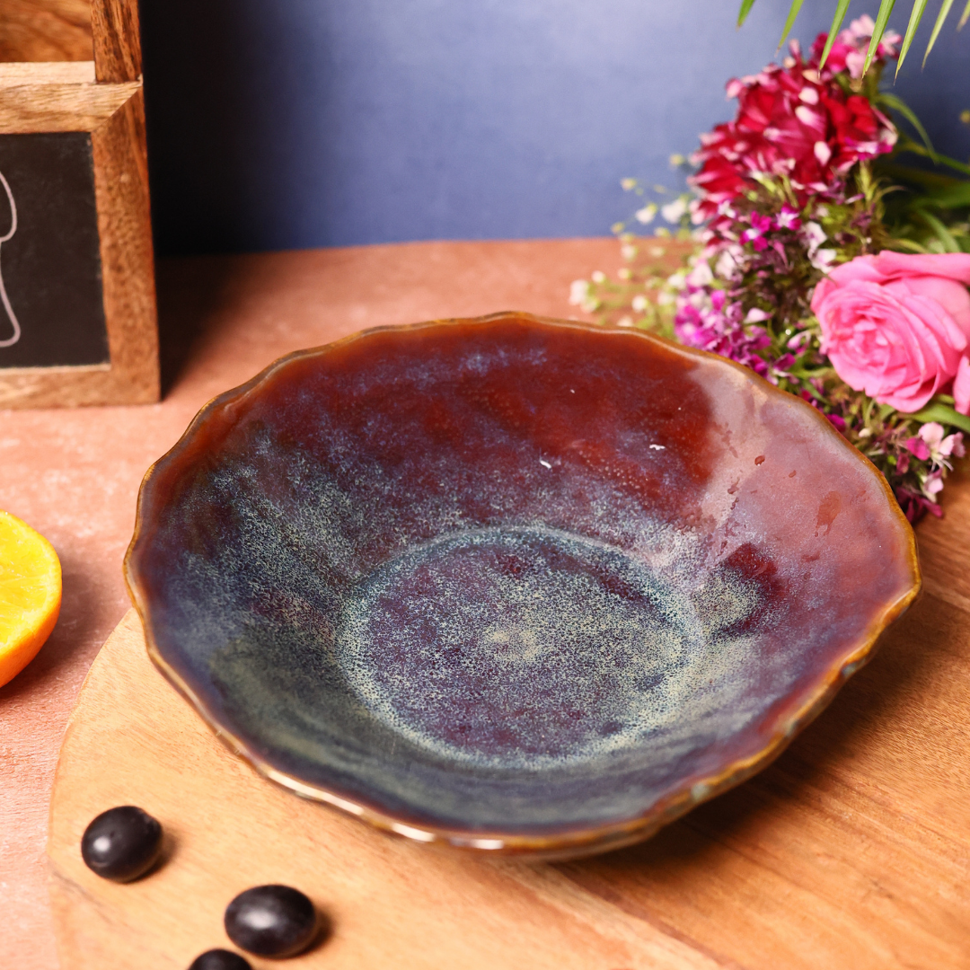 Olive bowl handmade ceramic with flowers 