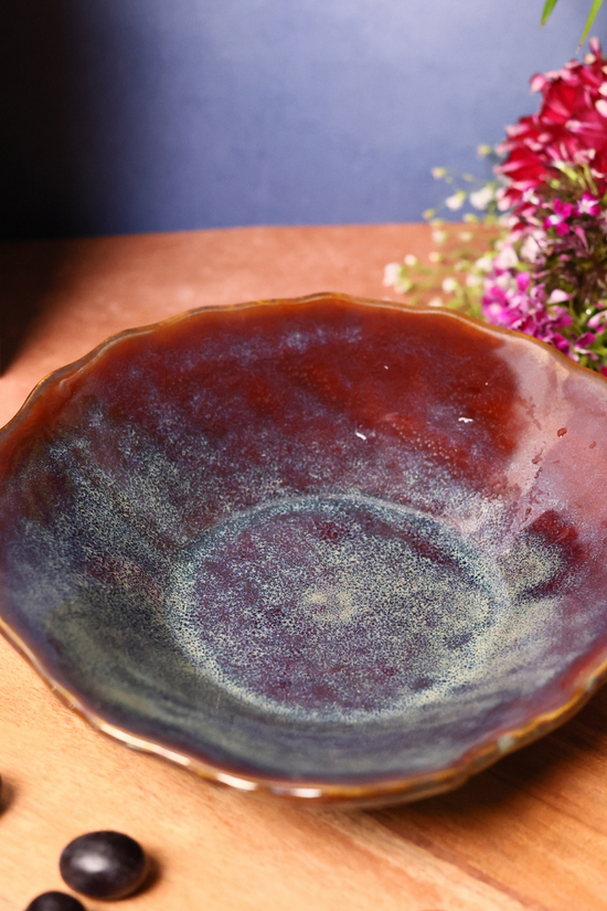 Olive bowl handmade ceramic with flowers 