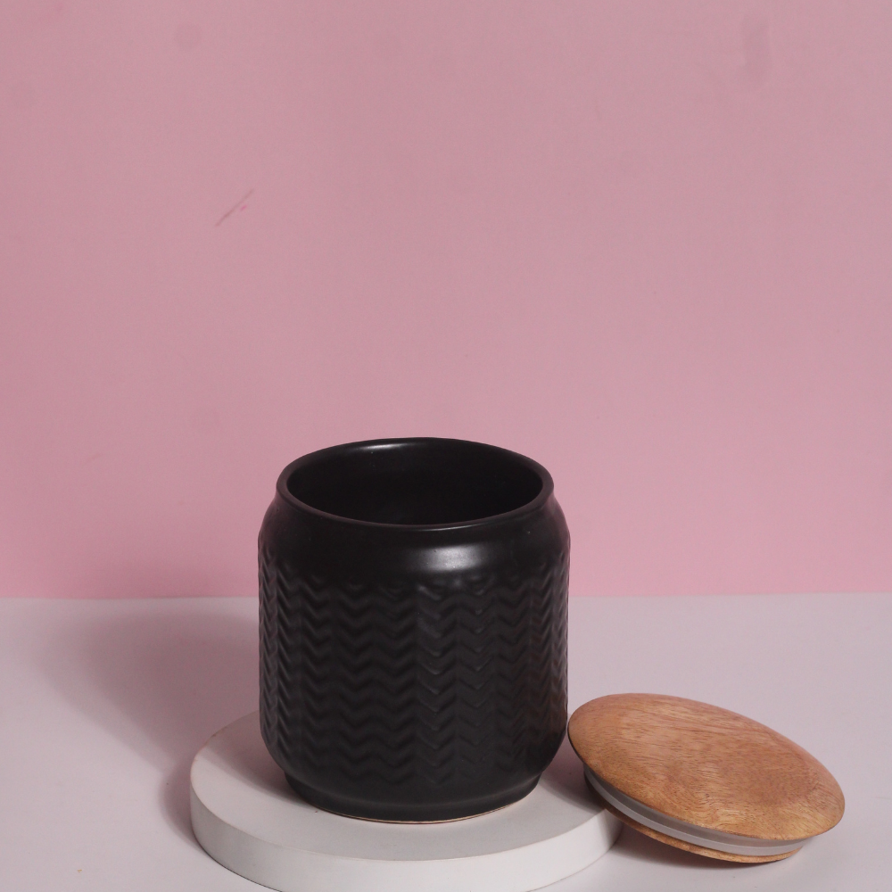 Black airtight storage jar with lid medium 