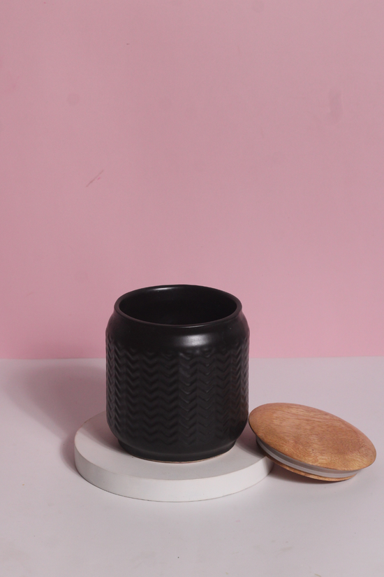 Black airtight storage jar with lid medium 