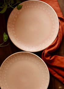 Blush pink carved dinner plates 