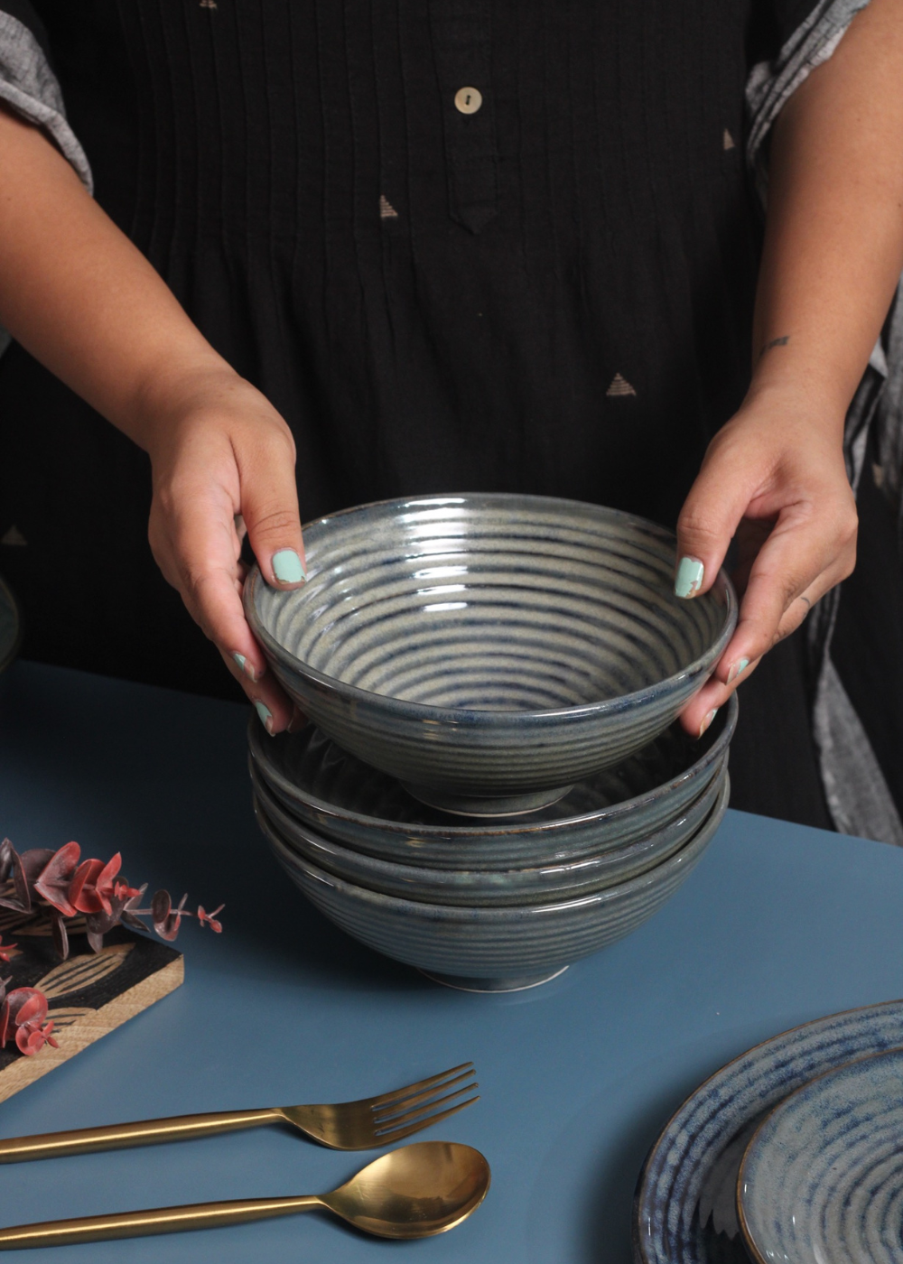 Grey ramen handmade ceramic bowl 