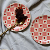 Dessert plates with dessert & spoon