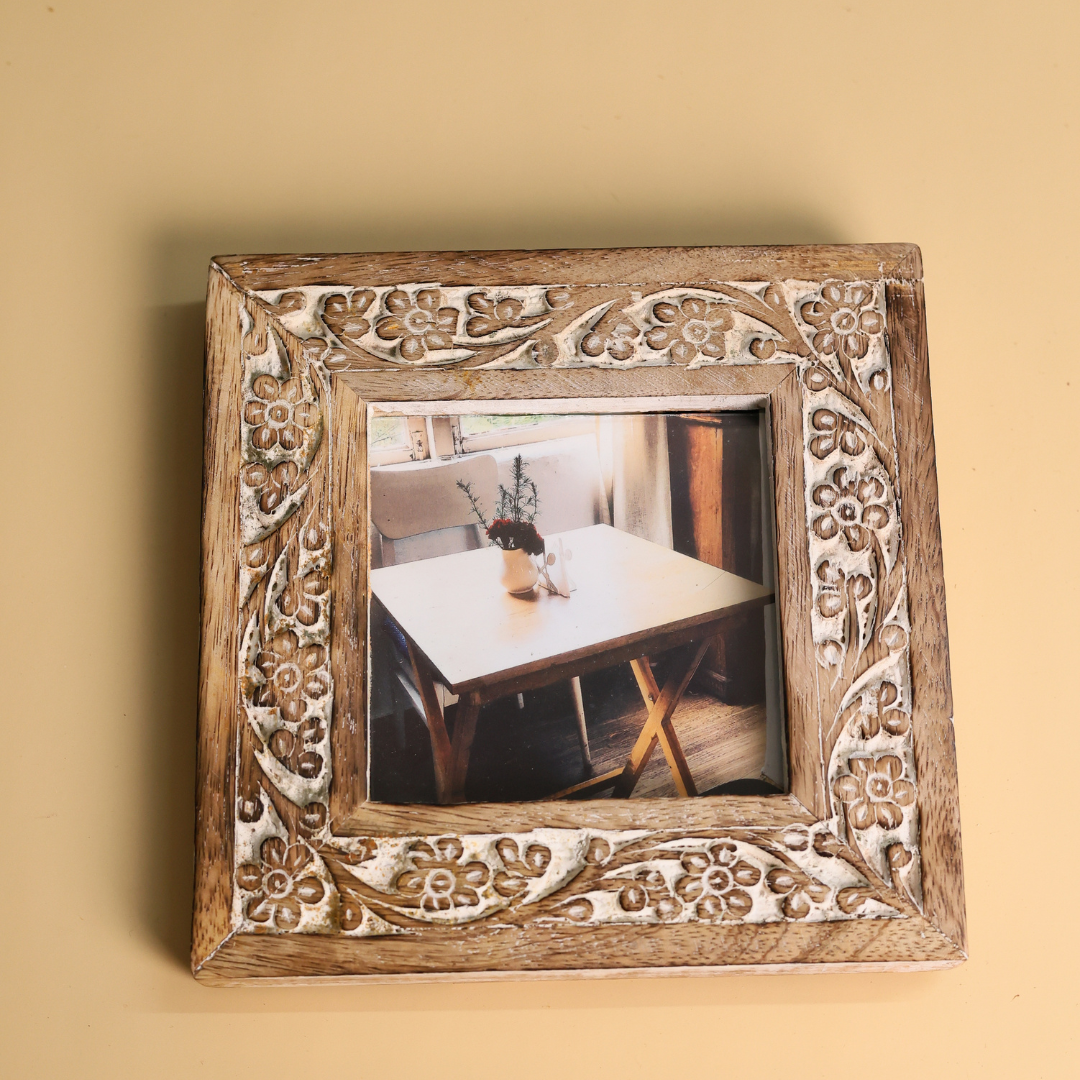 Carved Floral Square Wooden Frame