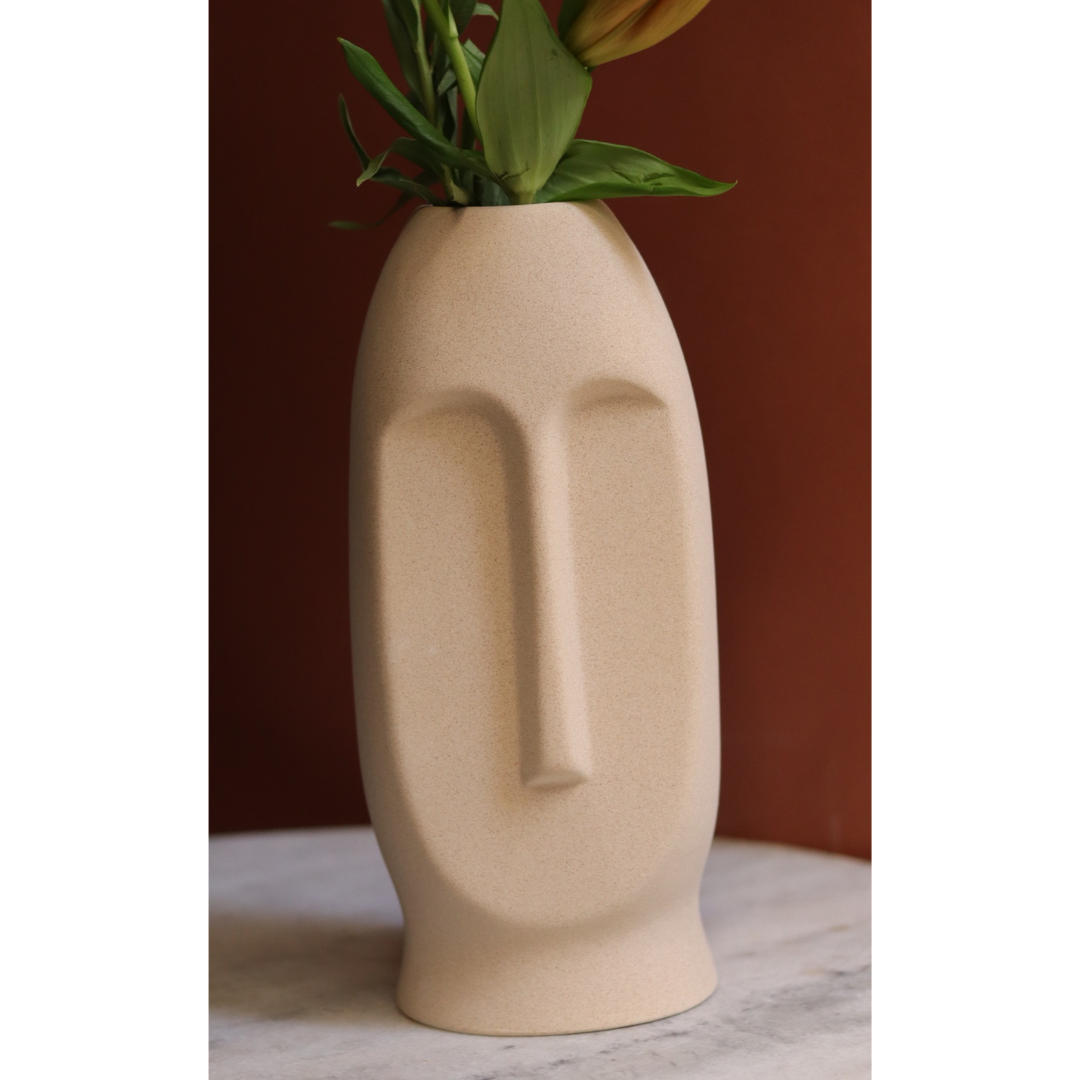 Handmade ceramic vase with flowers