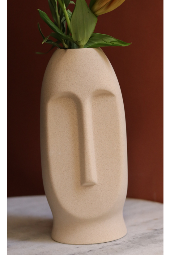 Handmade ceramic vase with flowers