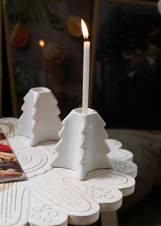 Christmas Tree Candle Stand- White