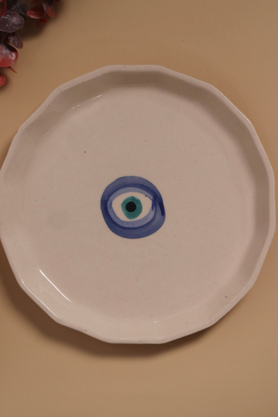 Handmade ceramic plates white & blue