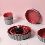 Handmade ceramic baking dish pink color