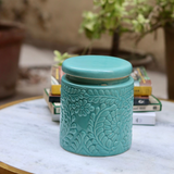 Handmade Ceramic Teal Storage Jar