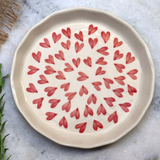 Serveware all red heart plate ceramic 