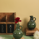 Handmade ceramic green surahi flower pot 