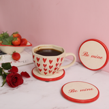 Be mine coaster and mug with roses & strawberries