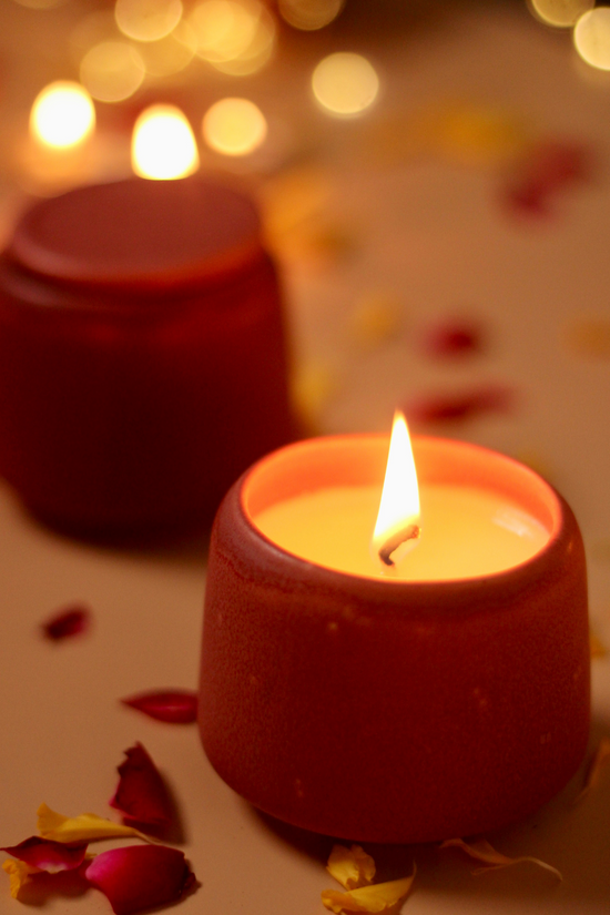 Deep red candle sandal wood