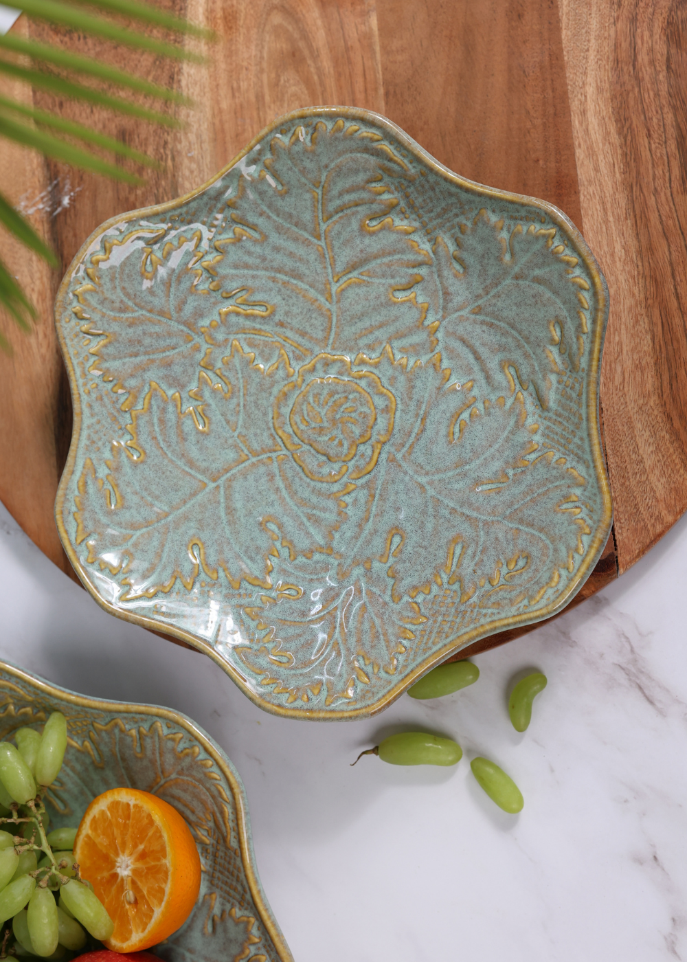 Grey Floral Platter/ Fruit Plate