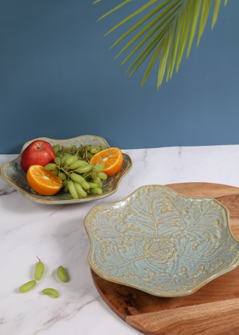 Grey Floral Platter/ Fruit Plate