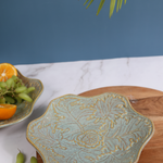 Grey floral handmade ceramic platter 