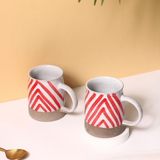 Ceramic red chevron coffee mugs 