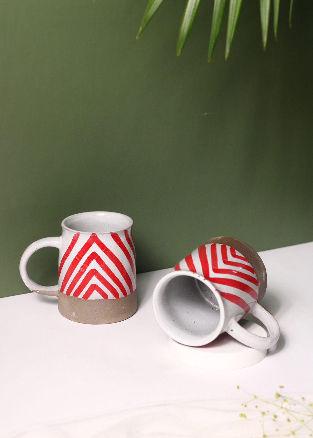Red chevron mugs handmade