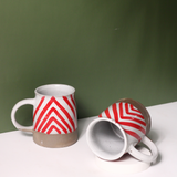 Red chevron mugs handmade