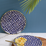 Dinnerware ceramic plate white & blue 
