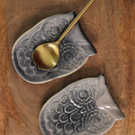 Owl spoon rest handmade ceramic 