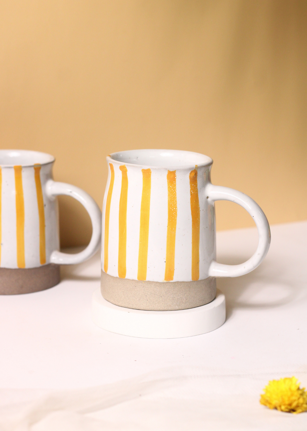 Handmade ceramic yellow coffee mug