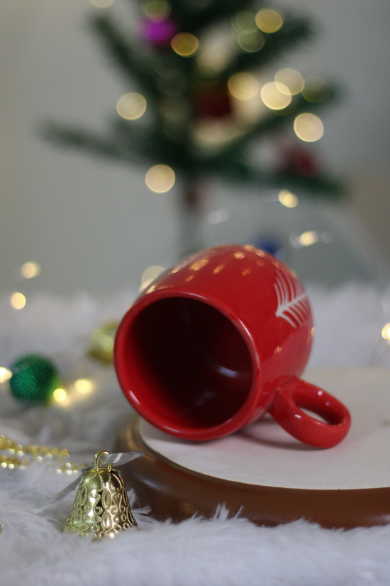 Handmade ceramic christmas tree cuddle mug 