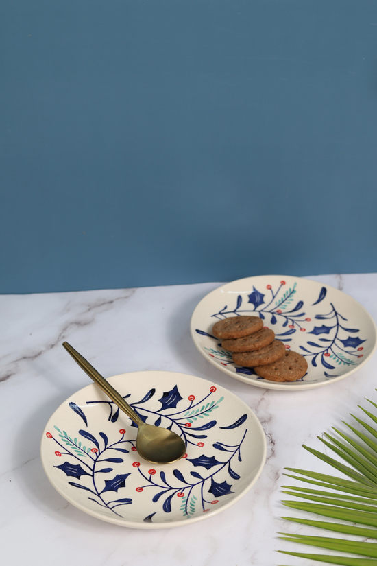 Handmade ceramic cherries snack plate 