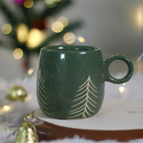 Handmade ceramic christmas tree cuddle coffee mug 