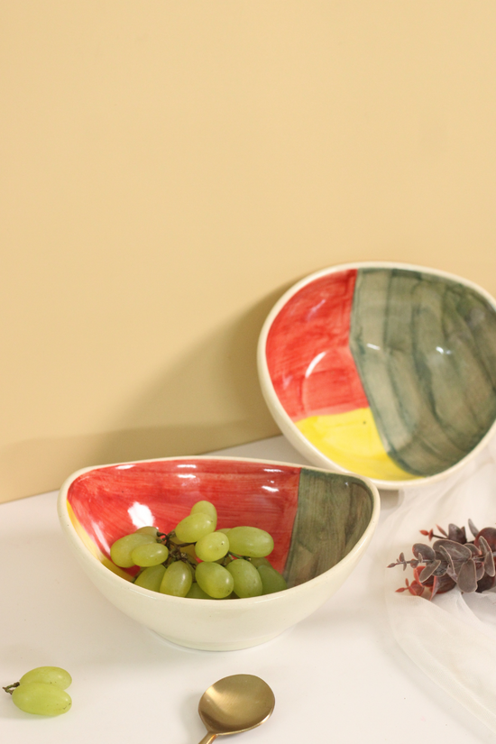 Shades of Autumn Oval Bowl Handmade Ceramic 