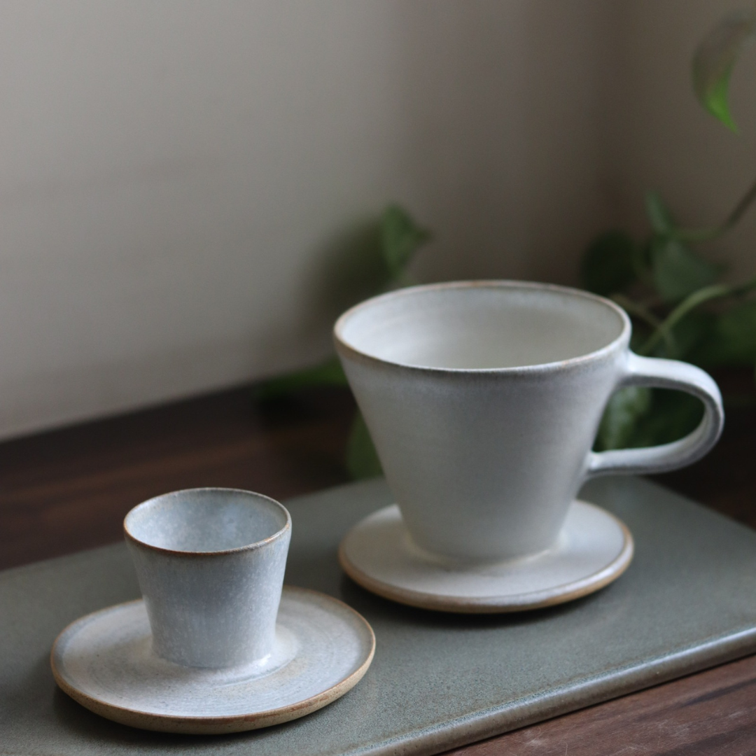 Ceramic egg holder with chai cup