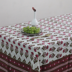 Cotton magenta pink floral table cloth 