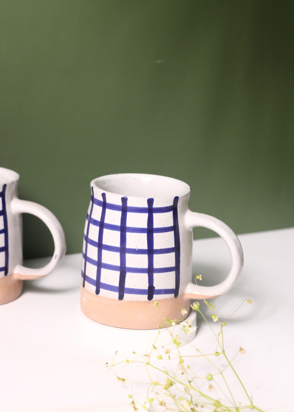 Blue checkered coffee mug 