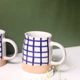 Blue checkered coffee mug 