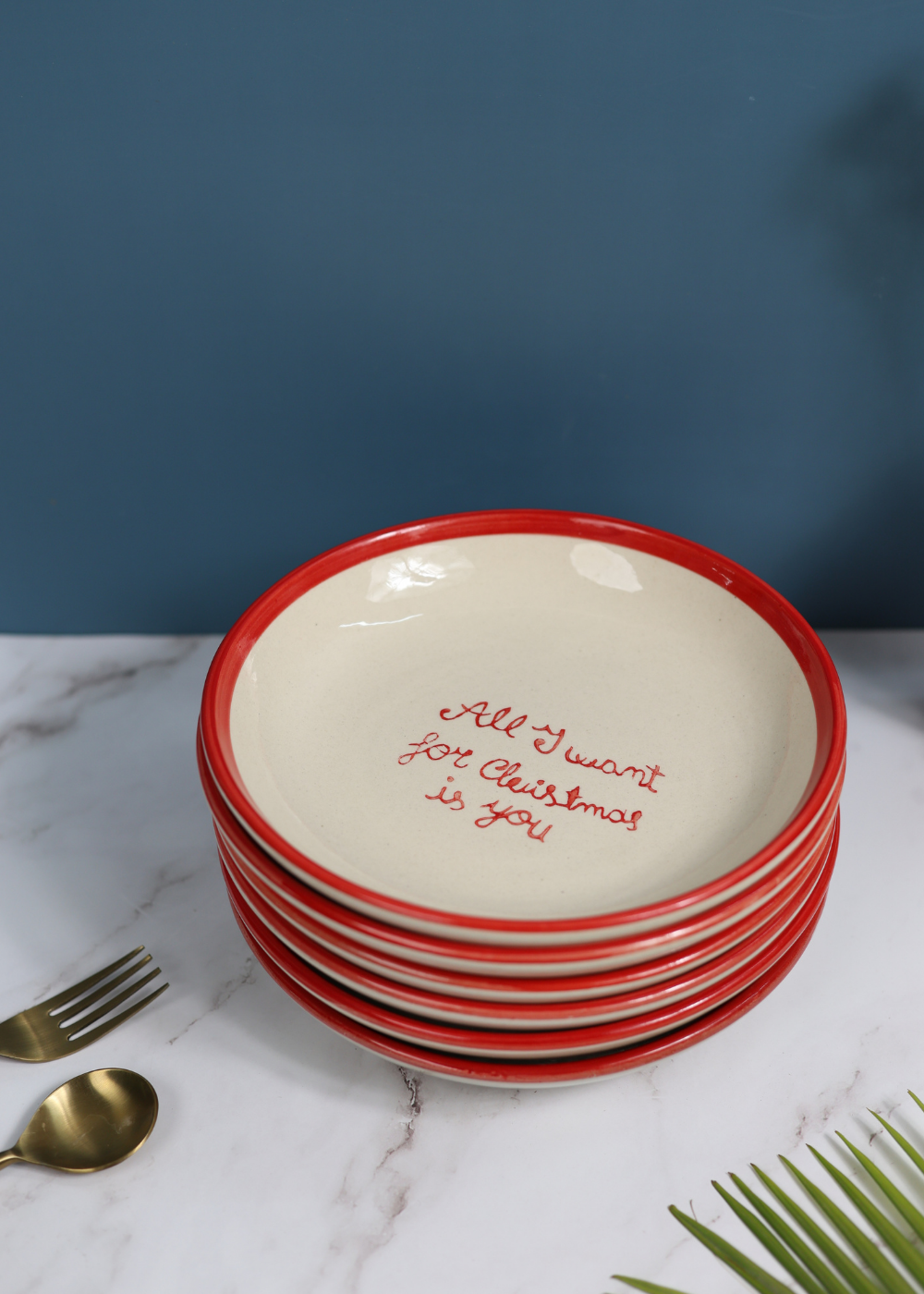 Handmade ceramic quoted pasta plates