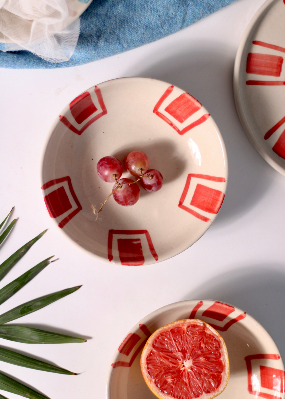 Handmade ceramic red brick bowls 