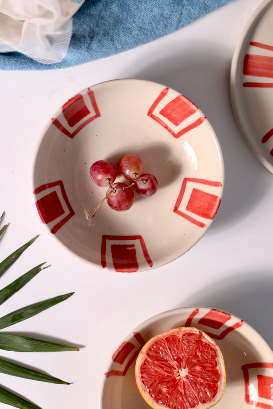Handmade ceramic red brick bowls 