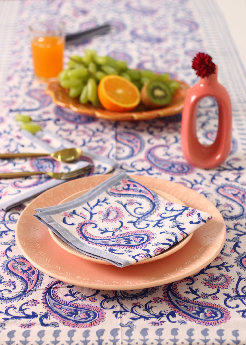 Block printed table napkin