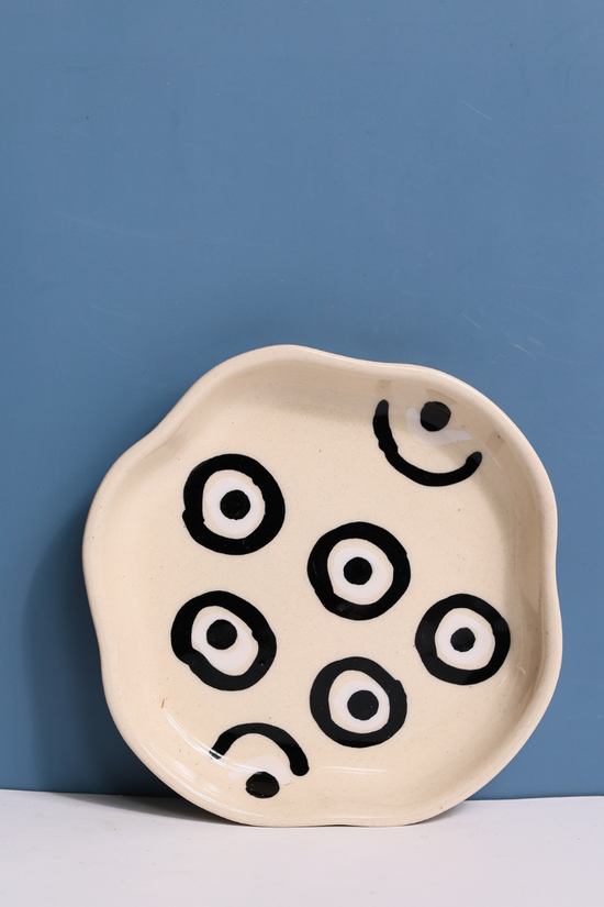 Evil eye handmade dessert plate