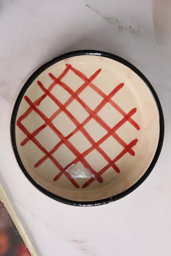 Ceramic red checks bowl