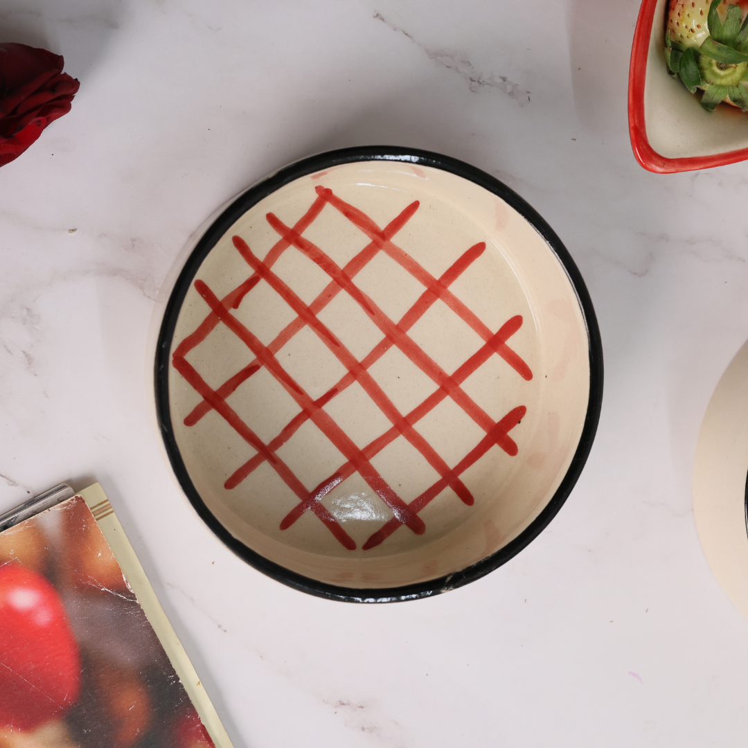 Ceramic red checks bowl