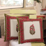 Pink And Green Motif Cushion Covers