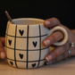 Black Heart Chequered Cuddle Mug